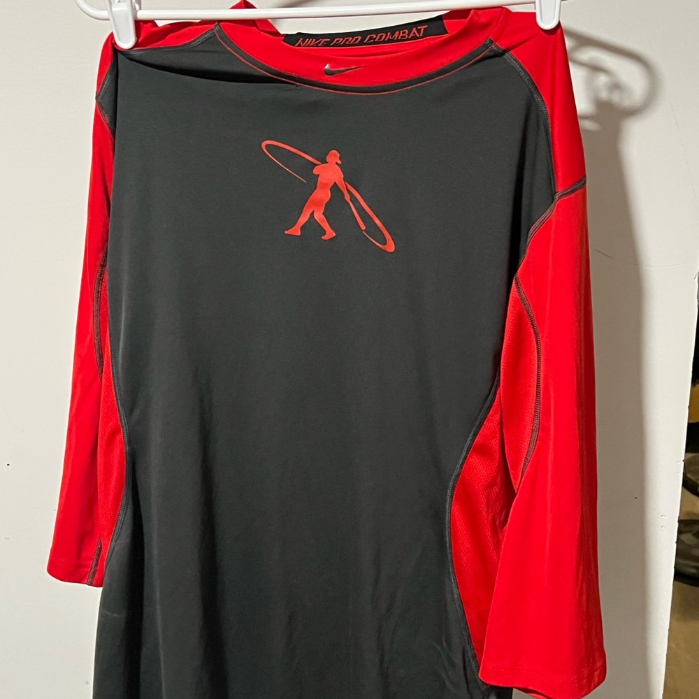 Nike Pro Combat Black and Red Fitted Performance Shirt